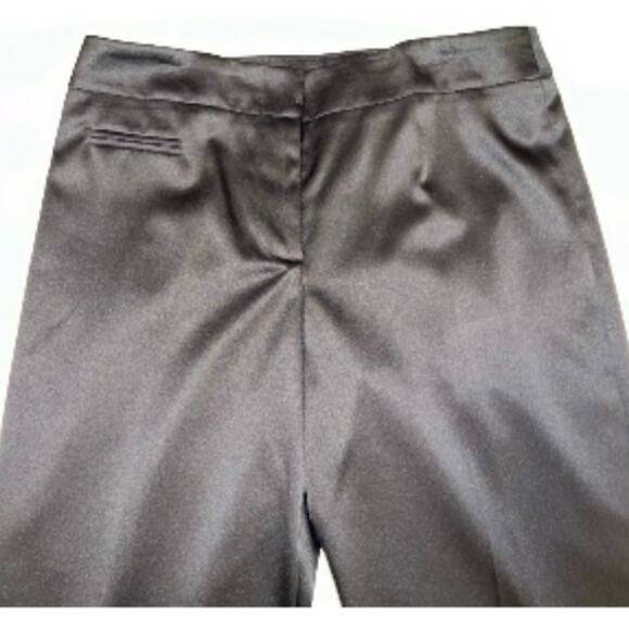 JS Collections Black Pants Trousers Satin Flat Front Slash Pocket Size 12 Shiny - Picture 3 of 10